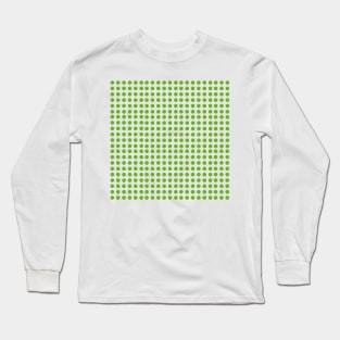 Green Polka Dots on White Background Long Sleeve T-Shirt